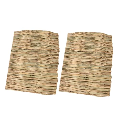 JUMPLAWN 2stücke Gras Matte Gewebte Bett Matte Für Kleine Tier Bunny Schlafmatte Einstreu Aus Stroh Für Tiere Käfigmatte Für Kaninchen Hamster Spielzeug Kauen von JUMPLAWN