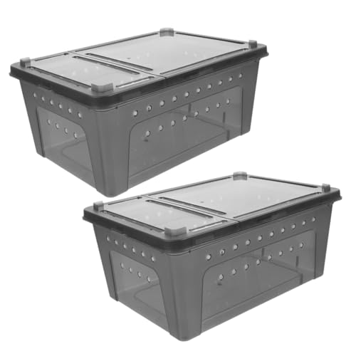 JUMPLAWN 2er-Packung Schneckengehege Reptil Spinne Container Schneckenbrutkasten Praktischer Futterbehälter Kleines Gehege Tarantula -gehäuse Eidechsenbecken Geckobecken Plastik Grey JUMPLAWN 2er-Packung Schneckengehege Reptil Spinne Container Schneckenbrutkasten Praktischer Futterbehälter Kleines Gehege Tarantula -gehäuse Eidechsenbecken Geckobecken Plastik Grey von JUMPLAWN
