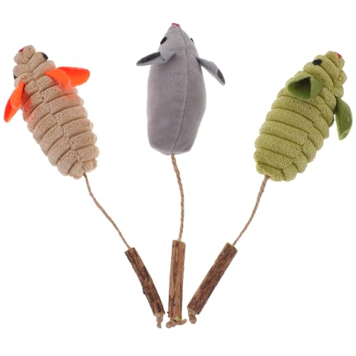JUMPLAWN 3Stücke Katzenminze Spielzeuge Interaktive Katzen Mäuse für Kätzchen und Katzen Natürliche Katzenminze für Spiel und Zahnreinigung von JUMPLAWN