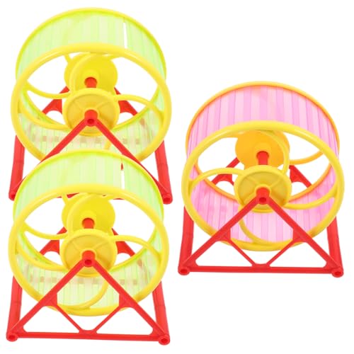 JUMPLAWN 3Stücke Teiliges Hamster Laufrad Geräuschloses Fitnessgerät für Haustiere Zufälligen Farben für Hamster und Kleine Nager Bewegung und Spielspaß von JUMPLAWN