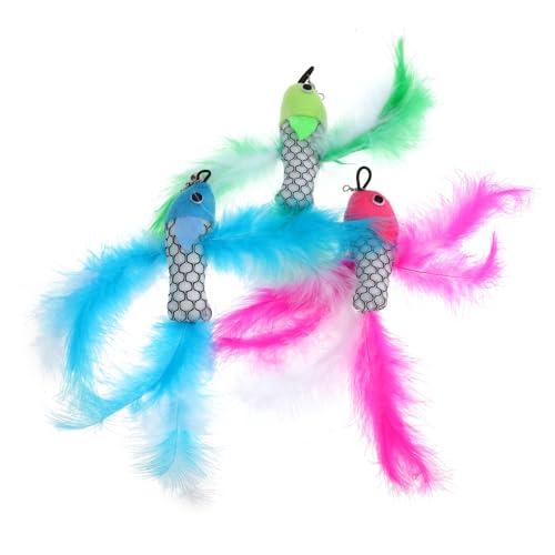 JUMPLAWN 3Stücke Teiliges Katzenspielzeug Interaktive Fischform Ersatz für Katzenteaser Sticks Farbenfrohes Plüschspielzeug für Verspielte Katzen für Neugierige Kätzchen JUMPLAWN 3Stücke Teiliges Katzenspielzeug Interaktive Fischform Ersatz für Katzenteaser Sticks Farbenfrohes Plüschspielzeug für Verspielte Katzen für Neugierige Kätzchen von JUMPLAWN
