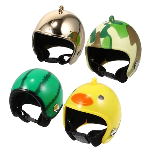 JUMPLAWN 4 Stück Pet Chicken Helm Hühner Papagei Helmmütze Sittich Hut lustiger Helm Hut für Huhn tiermütze Safety Helmet Lustige Vogelmütze Haustier-Huhn-Helme Haustier Helm Plastik von JUMPLAWN