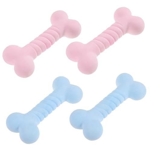 JUMPLAWN 4 Stück Teiliges Kauspielzeug für Hunde Langlebige TPR gummibones Interaktives Beißspielzeug zur Zahnpflege Geeignet für Welpen und Kleine Hunde Farbenfrohes Robustes Molaren von JUMPLAWN
