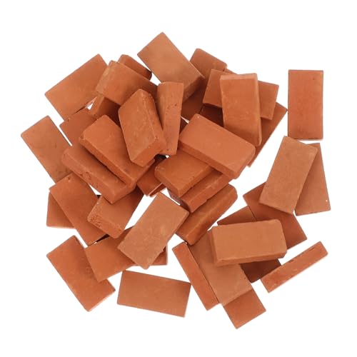 JUMPLAWN 40st Mini-Steine Miniatur-Ziegel Landschaftsziegel Ziegel Für Die Landschaftsgestaltung Puppenhausfliese Baumaterial Puppenhausboden Puppenhausbauzubehör Roter Ton Gebrannt von JUMPLAWN