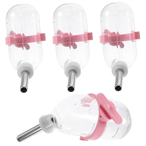 JUMPLAWN 4Stücke Haustier Trinkflasche Wasserzufuhr für Hamster Automatischer Wasserspender Auslaufsicher für Kleine Nachfüllen Pinkes Design von JUMPLAWN