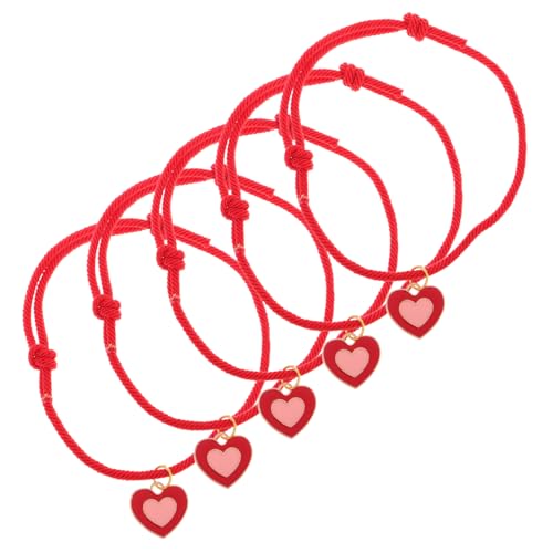 JUMPLAWN 5 Stücke Handgemachte Haustier Kragen Rot Seil Für Decor Katze Und Hund Halskette Einstellbar Gestrickte Haustier Schmuck Kleine Hunde Und Katze Zubehör von JUMPLAWN
