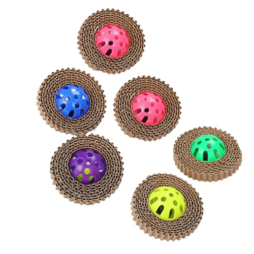 JUMPLAWN 6 Stück Katzenspielzeug Mit Quietschender Glocke Kratzbrett Für Katzen Papier Hundespielzeug Heimtierbedarf Zufällige Farbe von JUMPLAWN
