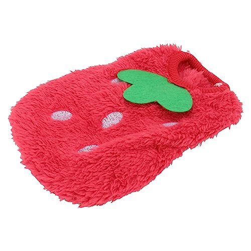 JUMPLAWN Bunny Hoodie für Kleine Haustiere Warme Hasenweste mit Erdbeerdesign Geeignet für Meerschweinchen Kaninchen und Andere Kleintiere Langlebig und Einfach Anzuziehen von JUMPLAWN