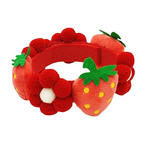 JUMPLAWN Einstellbares Haustierhalsband mit Erdbeer Blumen Design Komfortabel und Hautfreundlich Leichtes Kragen für Katzen und Kleine Hunde für Festliche Anlässe von JUMPLAWN