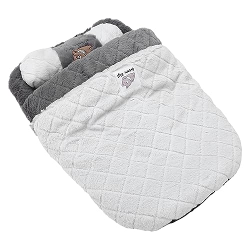 JUMPLAWN Flauschiger Katzen Schlafsack aus Hochwertigem Material Warmes Großes Pet Sleeping Nest für Katzen und Kleine Hunde Gemütliches Sicheres Kuschelbett für Herbst und Winter von JUMPLAWN