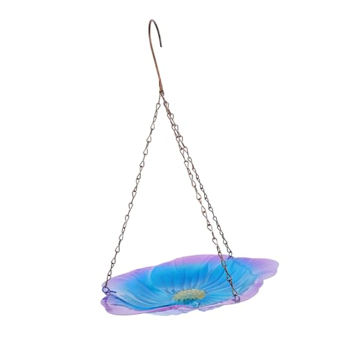 JUMPLAWN Hängender Vogelfutterspender Aus Robustem Eisen Für Garten Und Terrasse Wetterfest Für Fütterung Von Wildvögeln Dekorativer Futterplatz in Blumenform Blau-violett von JUMPLAWN