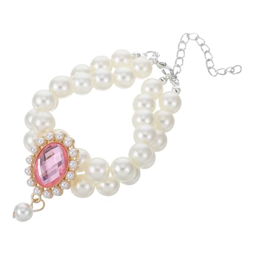 JUMPLAWN Halskette Mit Haustierperlen Accessoires Halskette Gedenknadel Doppellagige Halskette Hund Halskette Abnehmbare Dekoration Mini-Dekoration Halskette Mit Anhänger Abs Rosa von JUMPLAWN