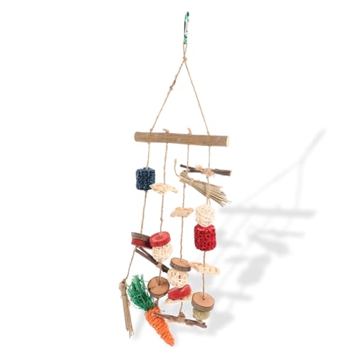 JUMPLAWN Hamster Kauspielzeug Für Kleintiere Hängende Zahnschleife Aus Natürlichem Obstholz Für Hamster Kaninchen Und Meerschweinchen Spielzeug Für Käfigzubehör Fördert Spaß Und von JUMPLAWN