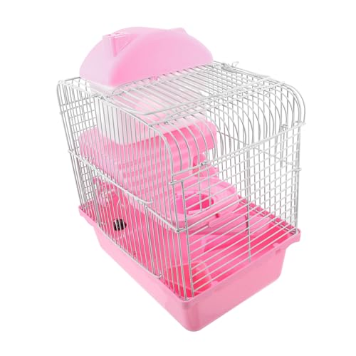 JUMPLAWN Doppelstöckiger Hamsterkäfig für Zwerghamster und Ratten Stabiler Kunststoff Draht Großes Hamsterhaus mit Hängematte für Kleintiere Hamsterzubehör für Sicheren Lebensraum von JUMPLAWN