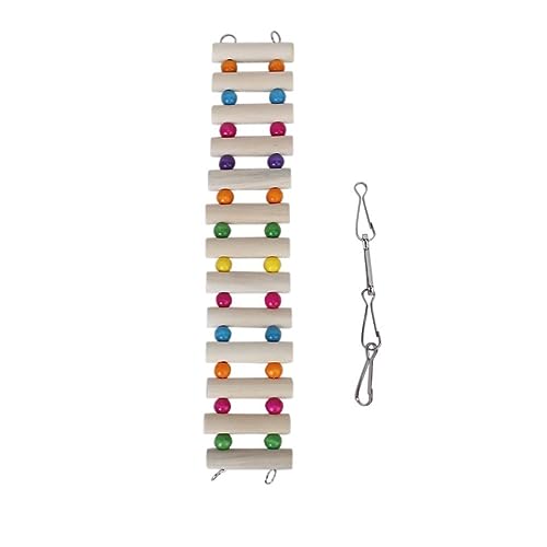 JUMPLAWN Haustierbrücke aus Holz 30cm Tierspielzeugleiter für Vögel und Kleintiere Papageienbrücke mit Haken Einfach im Käfig zu Installieren Geeignet für Hamster Rennmäuse Wellensittiche von JUMPLAWN