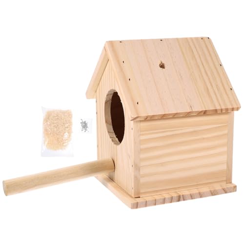 JUMPLAWN Holz Nistkasten für Kleine Vögel Praktische Brutbox für Zuhause und Garten S Beige Handgefertigter und Sicherer Vogelkäfig aus Holz von JUMPLAWN
