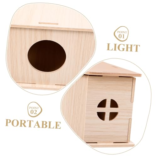 JUMPLAWN Holzhaus für Hamster und Eichhörnchen Dreieckiges Häuschen aus Massivem Holz Robustes Versteck und Schlafplatz Geeignet für Kleintierkäfige Langlebiges Spiel Ruhehaus von JUMPLAWN