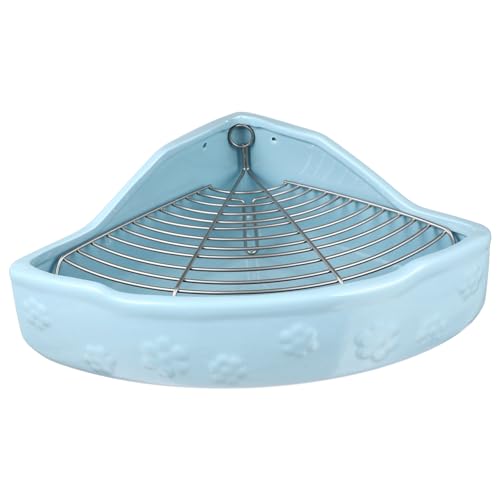JUMPLAWN Kaninchen-Keramik-Toilette Kleintierbedarf Haustier-PIPI-Toilette Haustierbedarf Kleines Töpfchen Für Haustiere Haustiertöpfchen Aus Keramik Kaninchen-töpfchentrainer Blue von JUMPLAWN