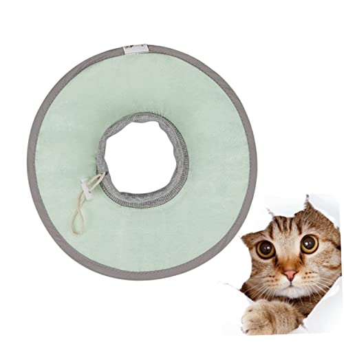 JUMPLAWN Elisabethanisches Katzenhalsband Zur Genesung Verstellbares Und Haustierhalsband Leichtes Und Atmungsaktives Material (grün Größe M) von JUMPLAWN