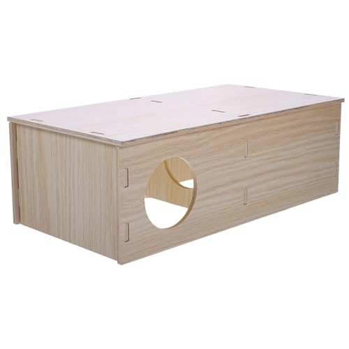 JUMPLAWN Hamster Holzhaus Mehrkammer-Hideout Für Kleintiere Sicheres Und Robustes Nagerhaus Zum Spielen Und Entspannen Aus Natürlichem Holz Für Hamster Und Meerschweinchen von JUMPLAWN