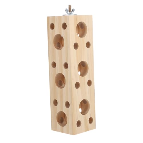 JUMPLAWN Papageienständer Holzvögel Stehen kleines Haustier -Holzspielzeug Kauspielzeug für Vögel Trainingsbarsch für Vögel Vogeltrainingsspielzeug Holzblöcke Vogel Khaki von JUMPLAWN