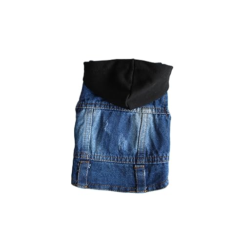 JUMPLAWN Pet Weste Jeansstil mit Schwarzer Strickmütze Leichter Hundepullover für Frühling Sommer Herbst Atmungsaktiv Modisch Geeignet für Kleine Hunde Wie Chihuahua Bulldogge von JUMPLAWN