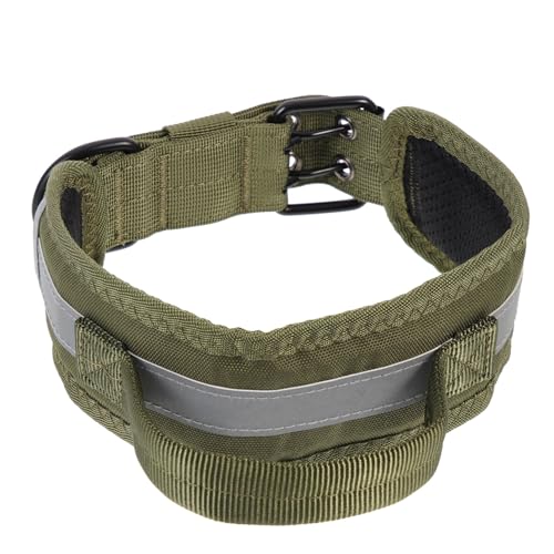 JUMPLAWN Reflektierendes Hundehalsband Aus Verstellbar Für Mittelgroße Und Große Hunde Militärgrün Ideales Haustieraccessoire Für Training Und Fotorequisiten von JUMPLAWN