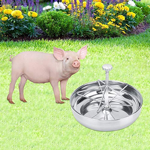 JUMZ Futterbehälter für Schweine, großer Ferkel-Futternapf für Kaninchen, Meerschweinchen für Ferkel(Große Edelstahlwanne (Metallgriff)) von JUMZ