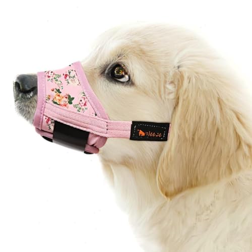 Maulkorb für Hunde, weicher Mundschutz aus Nylon mit Aufdruck, Maulkorb für Hunde gegen Bellen, mit verstellbarem Riemen von JUNCHUANG