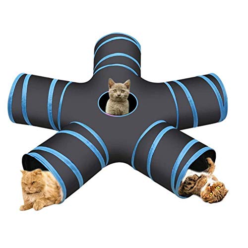 JUNGEN Katzenspielzeug Katzentunnel Katze Spielzeug Hundenspielzeug Spieltunnel 5-Wege Pet Play Tunnel Tube für Katze, Welpe, Kitty, Kätzchen, Kaninchen von JUNGEN