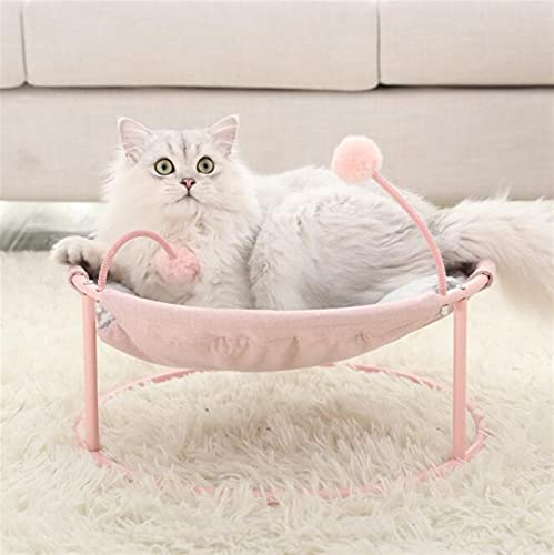 JUNMIN Haustierstreu Sommer Katze Wurfkatze Katze Spaßlounge Sessel Stahl Rahmen Bett Feuchtigkeitssichere Kennel Katze Hängematte abnehmbar und waschbar (Color : Pink) von JUNMIN