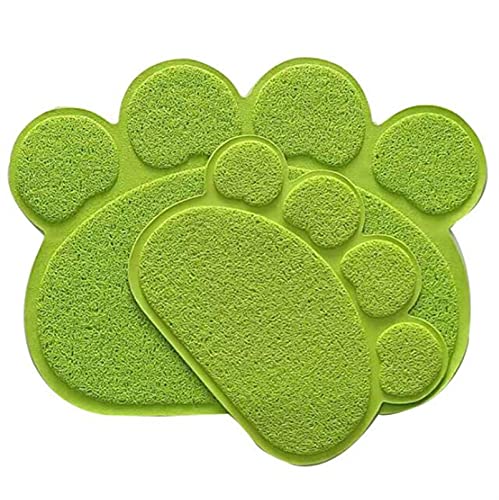 JUNMIN Paw Print Pet Matte PVC Katze Wurfmatte Reiben Matte Haustier Tischsat Essen Matte Staubmatte Kunststoff Matte (Color : Green, Size : 30x40cm) von JUNMIN