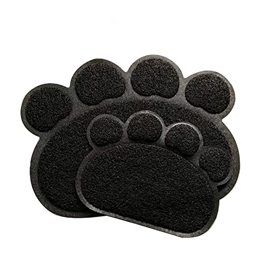 JUNMIN Paw Print Pet Matte PVC Katze Wurfmatte Reiben Matte Haustier Tischsat Essen Matte Staubmatte Kunststoff Matte (Color : Black, Size : Small) von JUNMIN