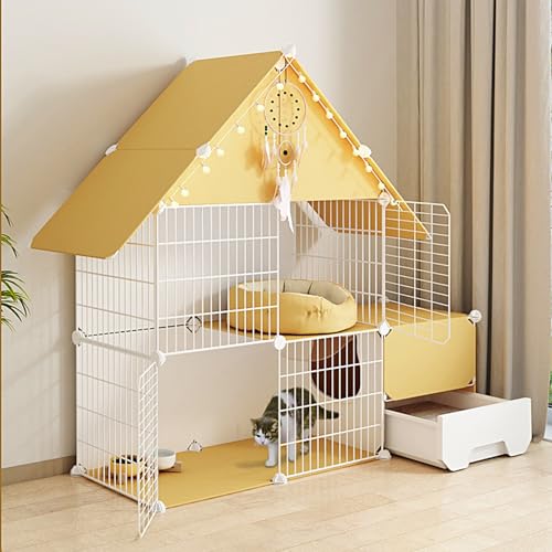 Katzengehege Outdoor, Groß, mit Katzentoilette, Catio Outdoor-Katzengehege, Käfighaus, Katzenvilla, Katzenkäfige für Hauskatzen für 1–3 Katzen (Size : 111x39x110cm) von JUNYOHOA