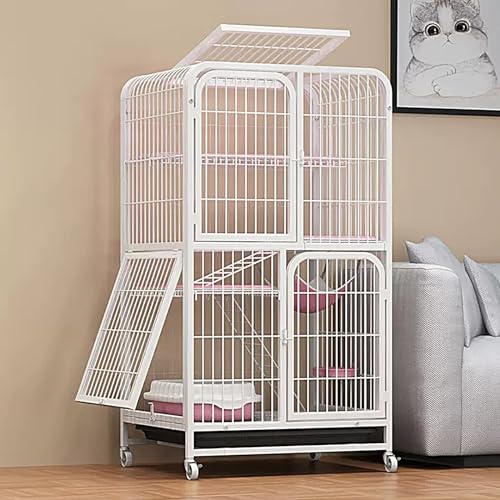 Katzengehege für Den Innenbereich, Katzenhütte, Haustierkäfig mit Rädern, Katzengehege Outdoor, Große Katzenhäuser für Hauskatzen für 1–2 Katzen (Size : 27.9x21.6x50in) von JUNYOHOA