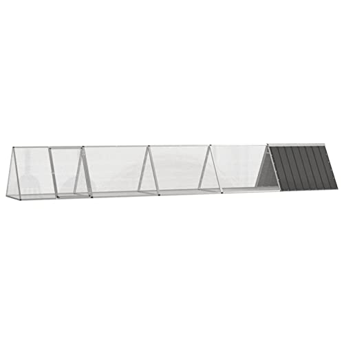 Kaninchenkäfig, JUNZAI Hamsterkäfig, Hasenkäfig, Kaninchenstall, Meerschweinchen Gehege, Meerschweinchen Käfig, Laufstall, Anthrazit 504,5x80,5x71 cm Verzinkter Stahl von JUNZAI