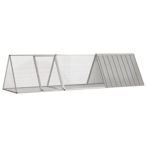 Kaninchenkäfig, JUNZAI Hamsterkäfig, Hasenkäfig, Kaninchenstall, Meerschweinchen Gehege, Meerschweinchen Käfig, Laufstall, Grau 302,5x80,5x71 cm Verzinkter Stahl von JUNZAI