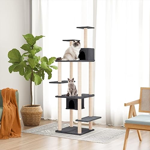 Kratzbaum mit Sisal-Kratzsäulen, JUNZAI Katzenkratzbaum, Kratzbaum, Kratzsäule, Katzen Kratzmöbel, Katzenkratzsäule, Dunkelgrau 176 cm Kratzbaum mit Sisal-Kratzsäulen, JUNZAI Katzenkratzbaum, Kratzbaum, Kratzsäule, Katzen Kratzmöbel, Katzenkratzsäule, Dunkelgrau 176 cm von JUNZAI