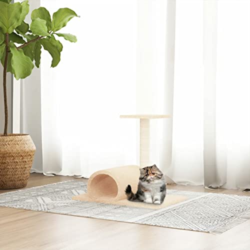 Kratzbaum mit Tunnel, JUNZAI Katzenkratzbaum, Kratzbaum, Kratzsäule, Katzen Kratzmöbel, Katzenkratzsäule, Creme 60x34,5x50 cm Kratzbaum mit Tunnel, JUNZAI Katzenkratzbaum, Kratzbaum, Kratzsäule, Katzen Kratzmöbel, Katzenkratzsäule, Creme 60x34,5x50 cm von JUNZAI