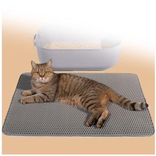 Matte Katzentoilette, 60 x 90cm/116 x 66cm Katzenmatte,Waben Doppelschicht Design Matte Katzentoilette, Urin-und Wasserdichtes Material,Easy Clean Streukontrolle,26X46In-Gray Matte Katzentoilette, 60 x 90cm/116 x 66cm Katzenmatte,Waben Doppelschicht Design Matte Katzentoilette, Urin-und Wasserdichtes Material,Easy Clean Streukontrolle,26X46In-Gray von JUNZAI