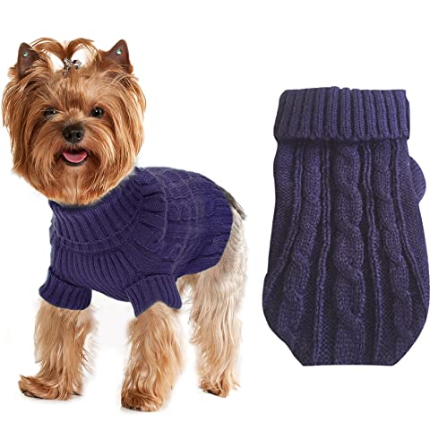 Hundepullover für kleine Hunde, Mädchen, Jungen, XS, Yorkie-Pullover, Größe XXS, warmer Rollkragenpullover, Strickpullover für Chihuahua, Herbst, Winter, kaltes Wetter, Lila, Größe XXS Hundepullover für kleine Hunde, Mädchen, Jungen, XS, Yorkie-Pullover, Größe XXS, warmer Rollkragenpullover, Strickpullover für Chihuahua, Herbst, Winter, kaltes Wetter, Lila, Größe XXS von JUOMIIEL