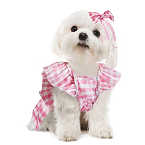 Hundekleid für kleine Hunde, Mädchen, Chihuahua, Yorkies, Hündinnen, Clohtes, Haustier, rosa kariert, Sommerkleid, Welpen, Tutu, Prinzessinnenkleider mit Hundeschleife, Haarschleifen, Hundekatzen, Hundekleid für kleine Hunde, Mädchen, Chihuahua, Yorkies, Hündinnen, Clohtes, Haustier, rosa kariert, Sommerkleid, Welpen, Tutu, Prinzessinnenkleider mit Hundeschleife, Haarschleifen, Hundekatzen, von JUOZIUI