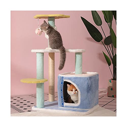 Katzenturm, buntes Katzenmöbel, mehrstöckiges Katzenhaus mit Hängematte und Kratzbäumen für Kätzchen, hoher Katzenbaum, Spielzeug zum Ausruhen von Haustiermöbeln von JUSHIW