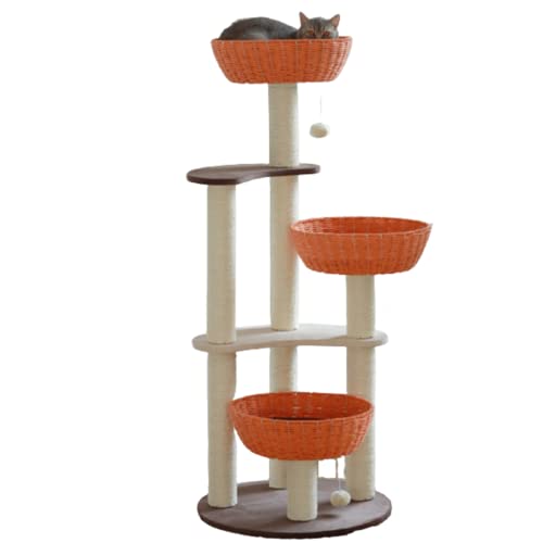 Katzenturm Mehrstöckiger Katzenbaum, Indoor Katzenmöbel Bequeme Sitzfläche, Hohe Katze Klettern mit Kratzstämmen für Kätzchen Haustier Möbel von JUSHIW