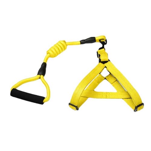 Hundeleine Brustgeschirre Große Hunde Kleine Hunde Leicht Mittelgroße Hunde Leine Hund Leder Verstellbar Hundegeschirr Kordelzug Einstellbar Je Nach Brustumfang des Haustieres (Yellow,XL) von JUSHZ