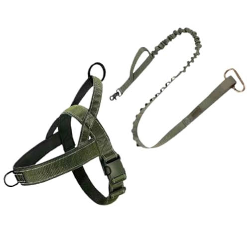 JUSHZ Hundeleine Brustgeschirre Große Hunde Kleine Hunde Leicht Mittelgroße Hunde Leine Hund Verstellbar Brustumfang Hundegeschirr Druckknopf Kordelzug Nylon Bequem Langlebig (Green,XL) von JUSHZ
