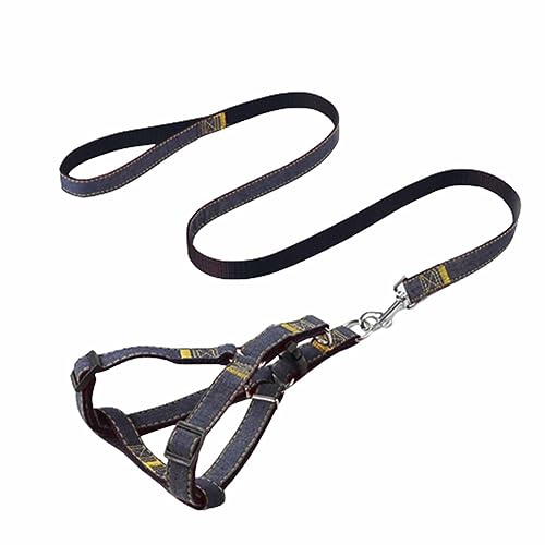 Hundeleine Brustgeschirre Große Kleine Hunde Leicht Mittelgroße 1.2m Leine Hund Verstellbar Hundegeschirr Doppelring Kordelzug Dicker Verschleißfester 120cm Schnalle (Black,2.0) von JUSHZ