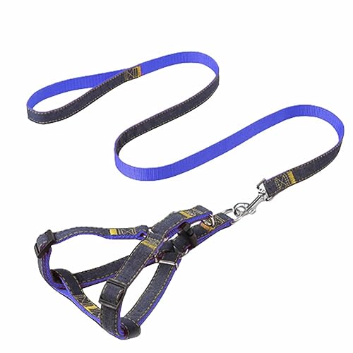 Hundeleine Brustgeschirre Große Kleine Hunde Leicht Mittelgroße 1.2m Leine Hund Verstellbar Hundegeschirr Doppelring Kordelzug Dicker Verschleißfester 120cm Schnalle (Blue,1.0) von JUSHZ