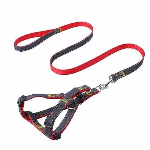 Hundeleine Brustgeschirre Große Kleine Hunde Leicht Mittelgroße 1.2m Leine Hund Verstellbar Hundegeschirr Doppelring Kordelzug Dicker Verschleißfester 120cm Schnalle (red,1.0) von JUSHZ