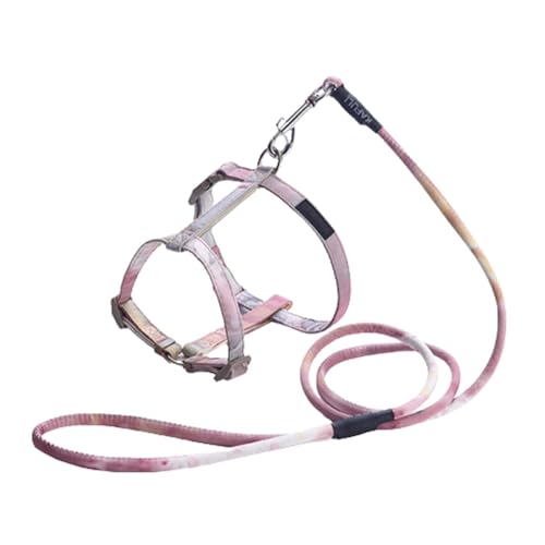 Hundeleine Brustgeschirre Kleine Hunde Leicht Leine Hund Verstellbar Hundegeschirr Kordelzug Verstellbare Geflochtene Katzenleine Um 360 Grad Drehbarer Haken (pink,M) von JUSHZ